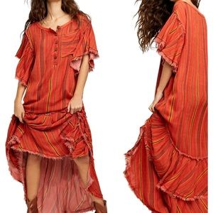 NWT Free People Stripe Henley Maxi Dress